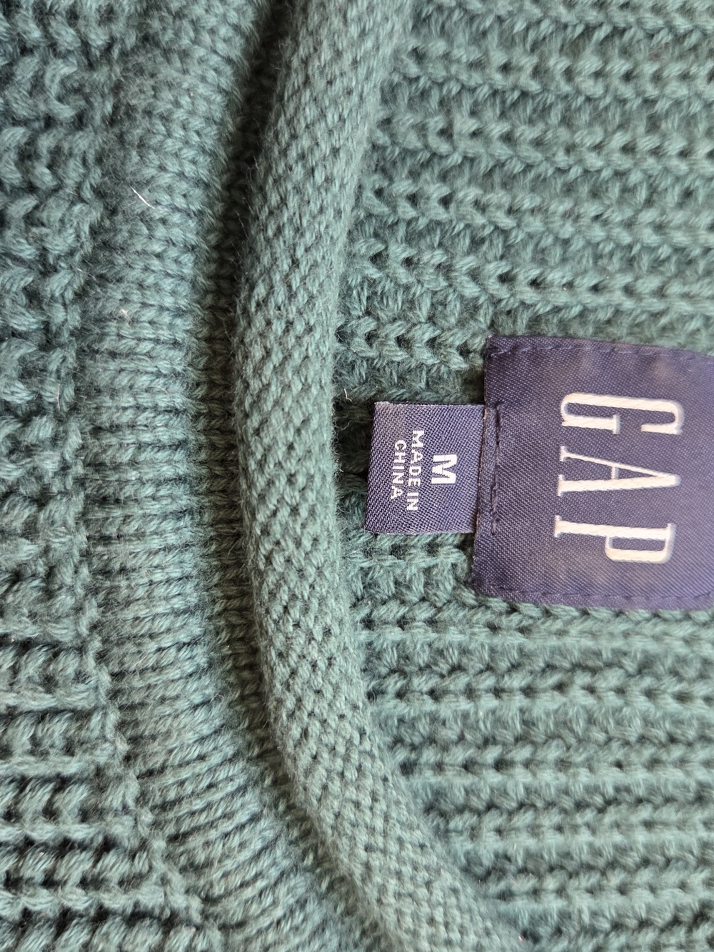 GAP Teal Waffle-Knit Crewneck Sweater - Picture 2 of 3